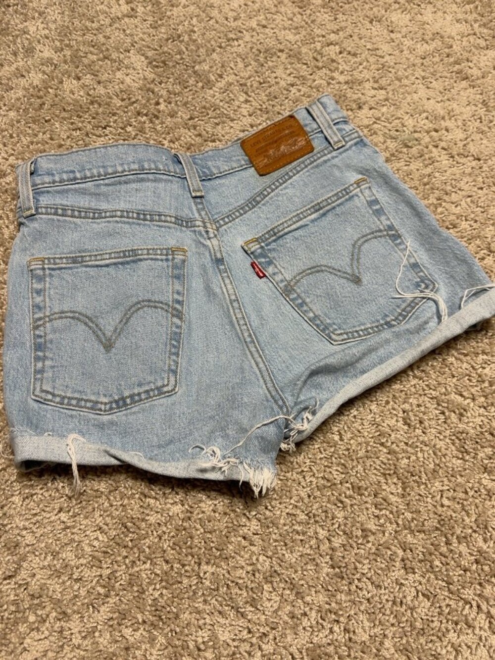 Levi's Ribcage High Rise Distressed Denim Shorts - Picture 2 of 3